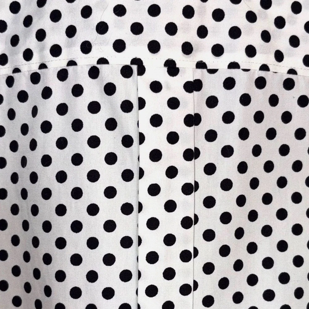 Lands’ End Sleeveless Polka Dot Button Front Blouse Black White Top Size 18P - Picture 6 of 9